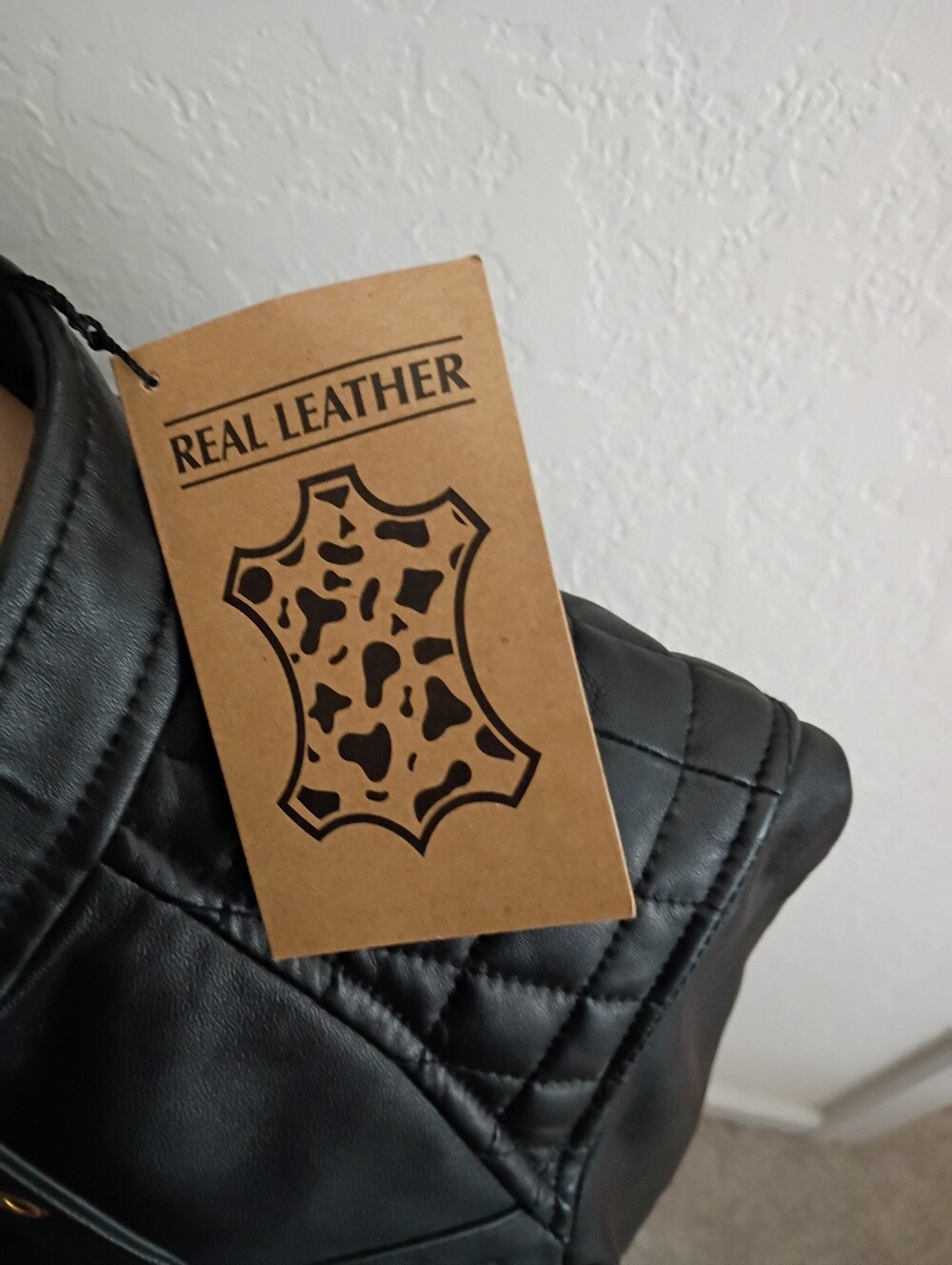 Genuine Black Leather Moto Jacket Size L NWT - Picture 3 of 7